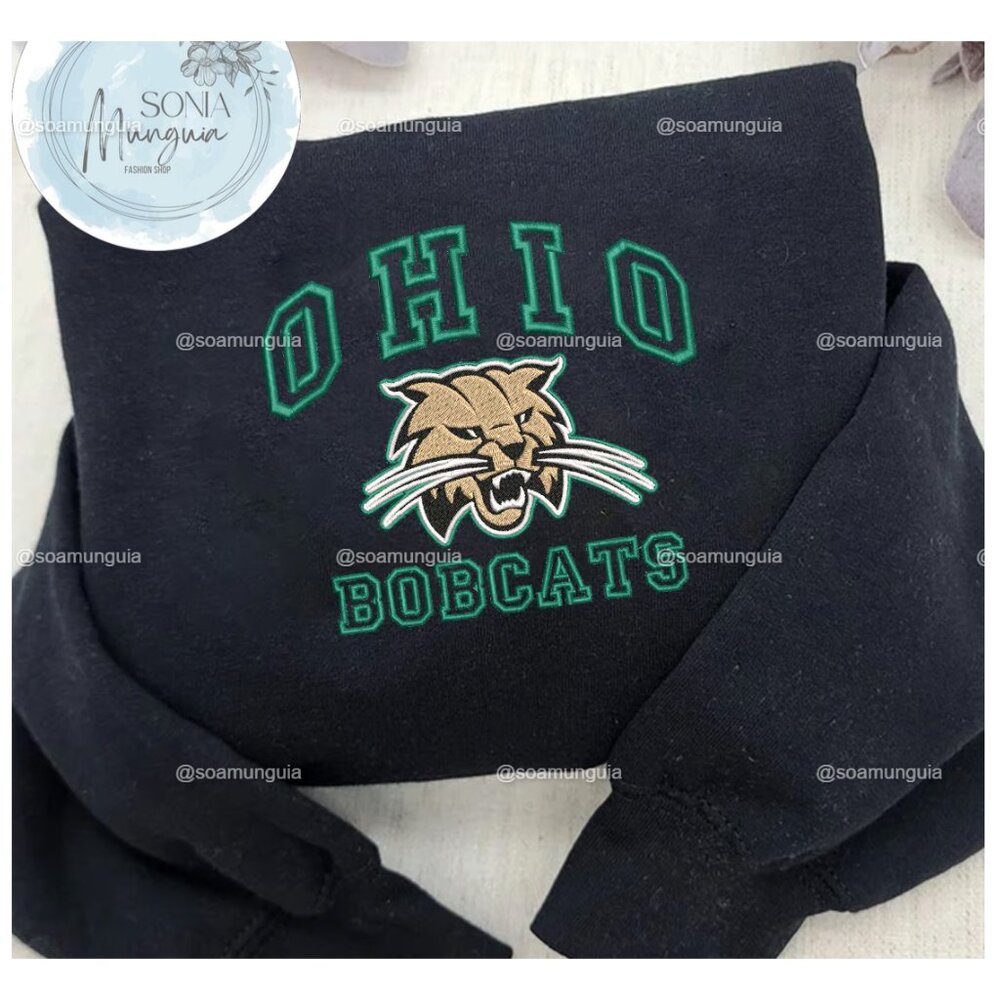 NCAA Ohio Bobcats Embroidered Sweatshirt Game Day Crewneck shirt
